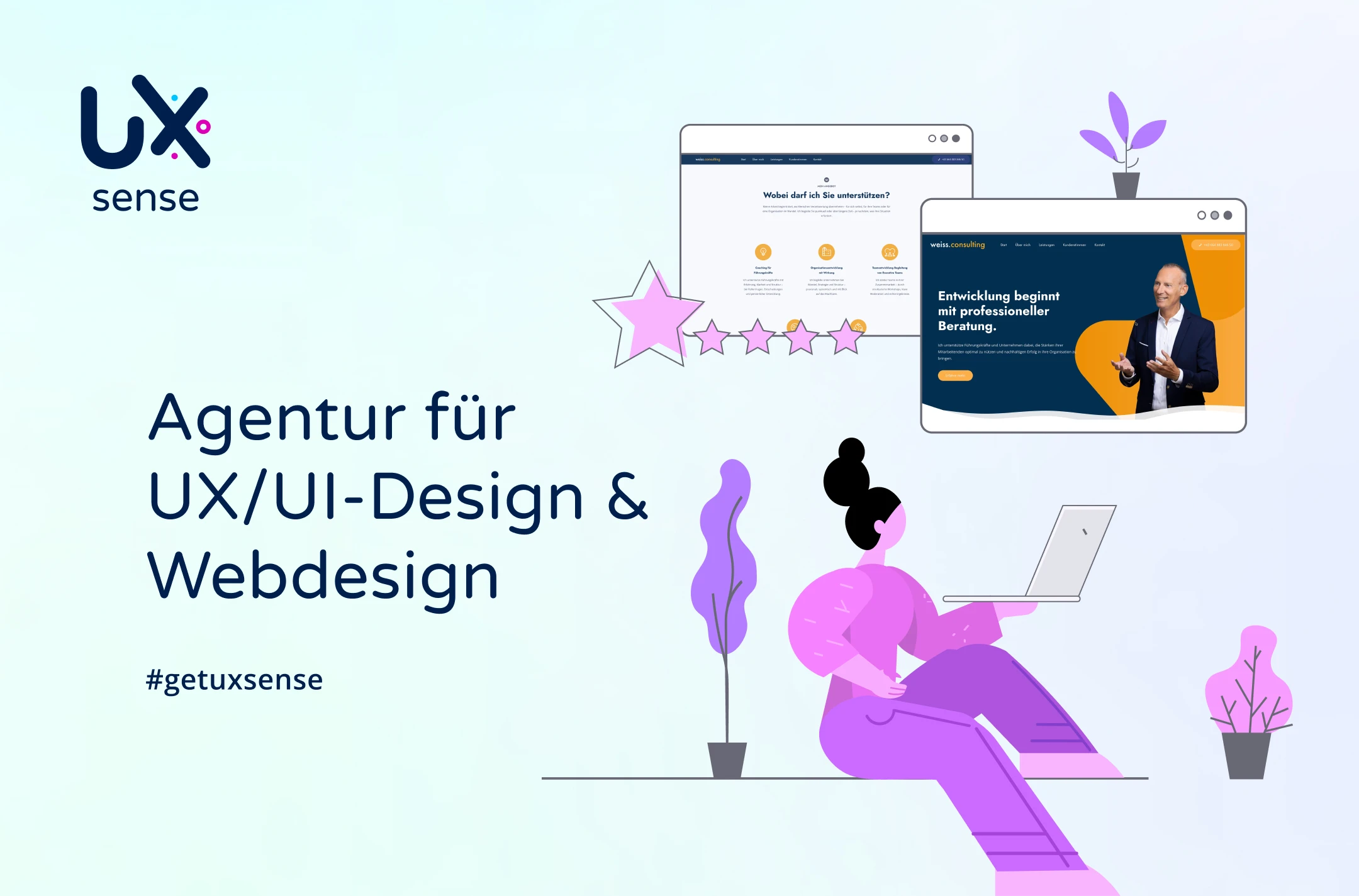 Modernes Webdesign von UX Sense – UX/UI-Design & Website für Michael Weiss Consulting, realisiert in Wien